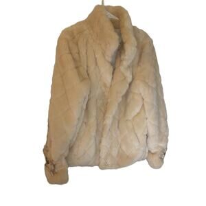 Beulah Style Faux Fur Mob Wife Cream Coat Size Large READ